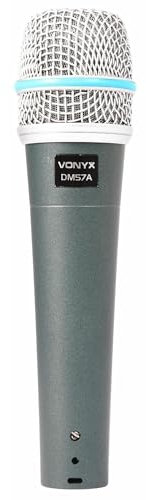 Vonyx DM57A Microfono Dinamico Cardioide para Uso Vocal, Incluye Cable XLR de 5 Metros, Anti-Pop Interno y Carcasa Metálica Duradera, Micro para Cantar, Micrófono Karaoke, Microfono Reuniones