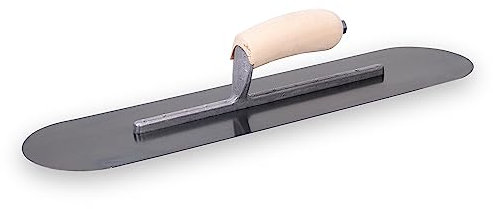 Llana de piscina Marshalltown con mango de madera, acero azul, llana para suelo y hormigón, dimensiones de la llana: 508x127 mm