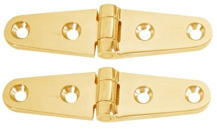 Whitecap Strap Hinge - Polished Brass - 4 x 1 - Pair
