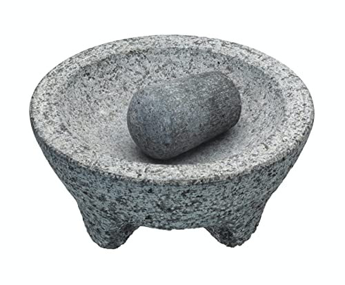 KitchenCraft World of Flavours Molcajete / Set di Pestello e Mortaio in Granito, Stile Messicano - Grigio