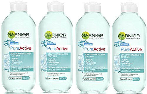 Garnier Skin Active Pure Solution Micellaire Active All In 1 Grande Taille 400ml (pack de 4)