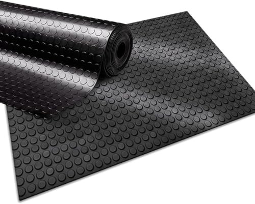etm - Tapis de Sol en Caoutchouc à pastilles - Revêtement de Sol Industriel - Protection de Sol pour remorques, Zones de déchargement, centres commerciaux - 3 mm d'épaisseur - Noir 150 x 300 cm