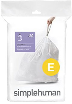 simplehuman CW0164 Code E Custom Fit Bin Liners, White Plastic (Pack of 20 Liners)