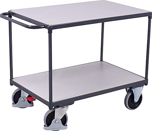 Schwerer ESD Tischwagen mit 2 Ladeflächen Traglast (kg): 500 Ladefläche: 1200 x 800 mm RAL 7024 Graphitgrau