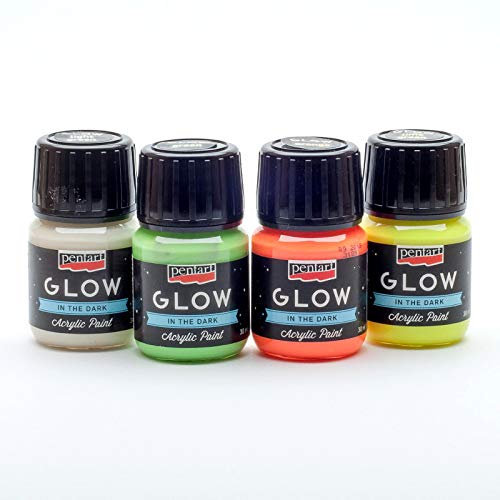 Zita's Creative Acrylfarbe Nachtleuchtend in Set 4x30ml - Frühling, Glow in The Dark, Leuchtfarbe, Bastelfarbe, Acrylfarbe