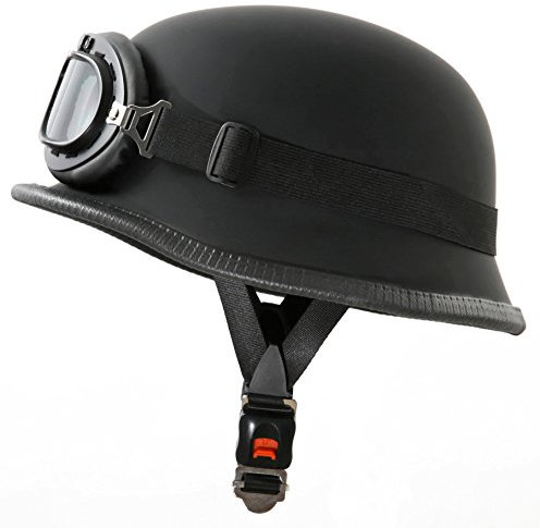 ATO WH1 Motorradhelm im Wehrmacht Style mit Fliegerbrille Größe L 59 bis 60cm