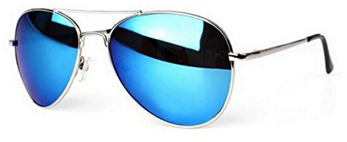 PURECITY© - Lunettes de soleil Aviateur - Pilote - Fbi - Monture Métal - Mixte - Fashion tendance (miroir bleu)