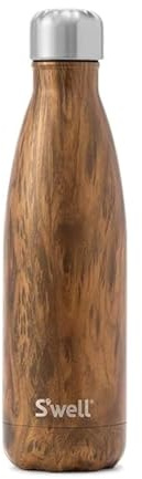 S'well Stainless Steel Water Bottle, 17oz, Teakwood, Triple Layered Vacuum Insulated Containers Keeps Drinks Cold for 36 Hours and Hot for 18, BPA Free, Perfect for On the Go