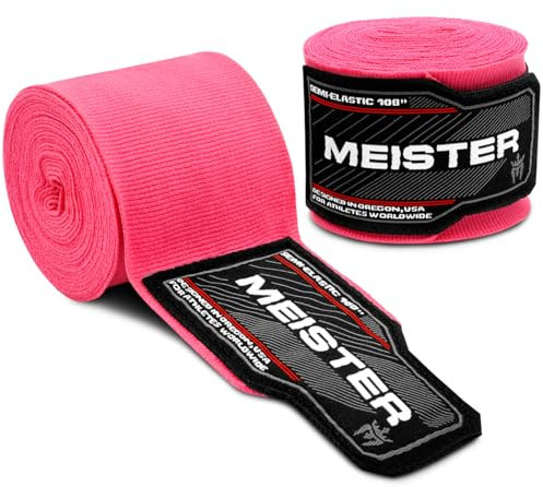 Meister Junior 108 (274 cm) Semi-Elastische Handbandagen für MMA & Boxen (Paar) - Rosa