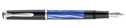 Pelikan 801867 Kolbenfüllhalter M205 Blau-Marmoriert, Feder F in Faltschachtel
