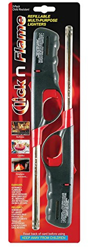 2 Pack Click and Flame Refillable Lighter for grilling / camping / home