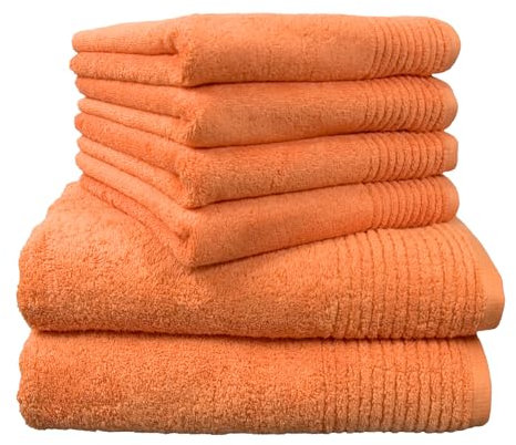 Dyckhoff Handtuchset Brillant, 2 Badetücher / Duschtücher 70 x 140 cm und 4 Handtücher 50 x 100 cm, 6-teilig, peach