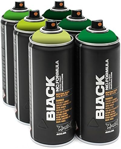 Montana Sprühdosen Green Box 6 x 400ml Hellgrün bis Dunkelgrün hochdeckend Farbspray aufeinander abgestimmte Farben