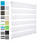 WOLTU Doppelrollo Klemmfix ohne Bohren Weiß B55 x H150 cm, Duo Rollo Zebrarollo Fensterrollo Klemmrollo Seitenzugrollo Easyfix lichtdurchlässig & verdunkelnd Rollos für Fenster und Tür