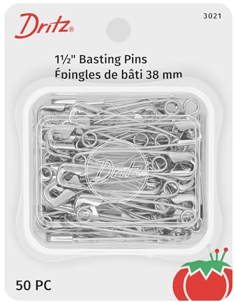 Dritz 3021 Basting Safety Pins, Size 2 (50-Count), Nickel