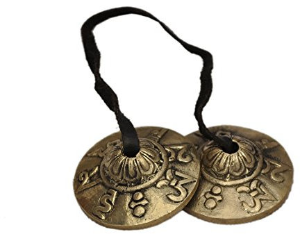 Dharma Store - Platillos tibetanos Tingsha (pequeños), Om Mani Padme Hum