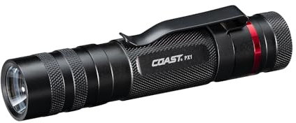 Coast PX1 565 Lumen Pure Beam Focusing LED Flashlight with Twist Focus and Adjustable Pocket Clip