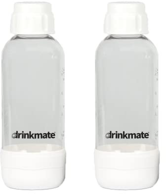 DrinkMate Soda Maker Carbonation Bottles (2 Pack) (0.5L, White)