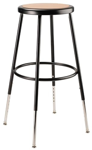 NPS 6224H 24 Adjustable Height Steel Stool, Black