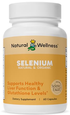 Natural Wellness Organic Selenium 200 mcg – High Absorption SelenoExcell Selenium Supplement for Antioxidant Support, Thyroid Function, Metabolism & Immune Health – 60 Capsules, 60 Day Supply