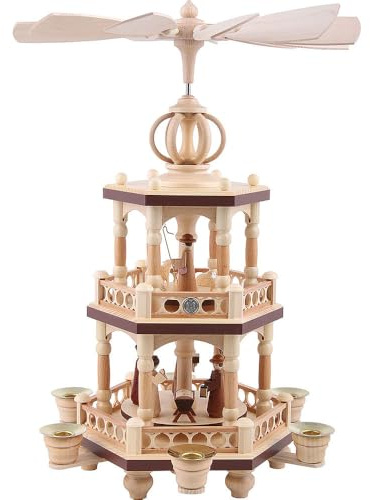 Müller Kleinkunst 2-tier navidad pirámide - La historia de la Navidad - 42 cm/17 pulgadas - Auténtico alemán Erzgebirge pirámides de Navidad
