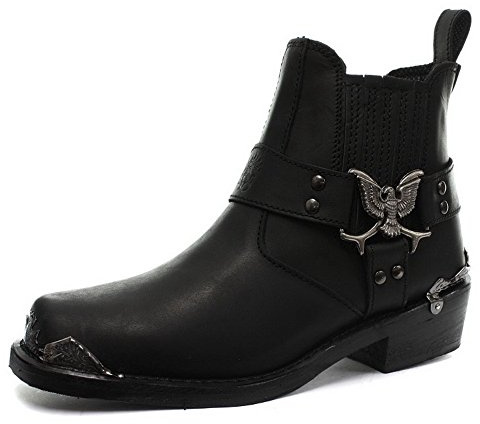 Grinders Nero Eagle Uomini Lo Cowboy Moto Pelle Occidentali Nuovi Stivali 44