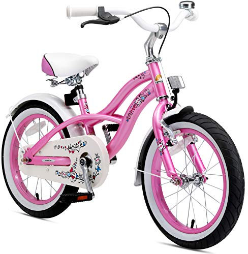 BIKESTAR Vélo Enfant pour Garcons et Filles de 4-5 Ans | Bicyclette Enfant 16 Pouces Cruiser avec Freins | Rose