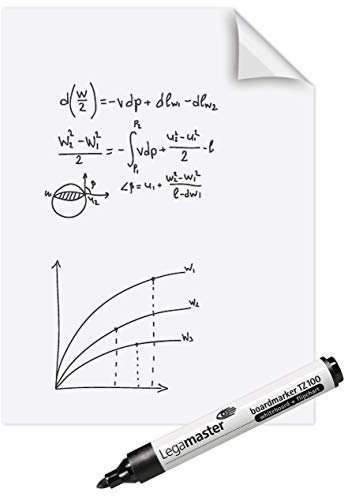 Legamaster Magic-Chart Whiteboard Folie - statisch selbsthaftend - weiß - 80x60cm - abwischbar und wiederbeschreibbar - inkl. 1 Boardmarker - 25 Folienblätter auf einer Rolle