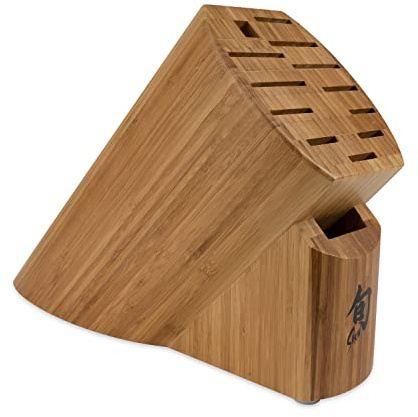 Shun Bamboo Oval Knife Block, 13 Slot Large Knife Holder, Made from Genuine Bamboo, Kitchen Storage for Professional and Home Chefs