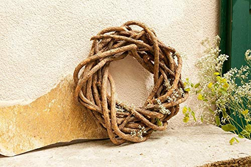 Dekoleidenschaft Dekorkranz Rustikal aus Rebenholz, Ø 40 cm, Outdoor Türkranz, Wandkranz, Tischkranz ganzjährig für Drinnen & Draußen, Holzkranz, Rebenkranz, Naturkranz