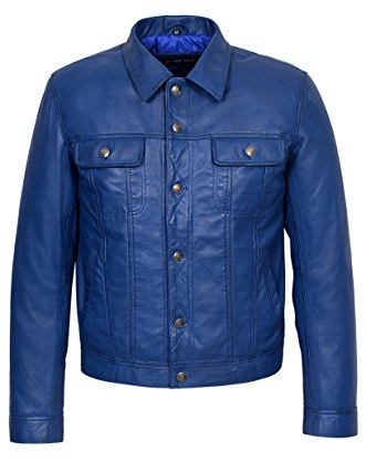 Trucker Casquette pour Homme Bleu Cire Classique Occidentale réel Souple en Cuir véritable Veste pour Homme