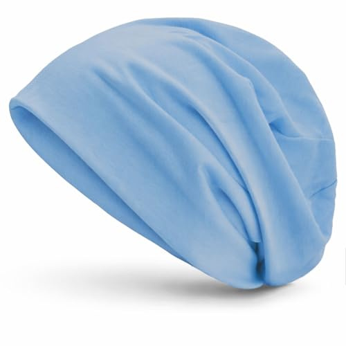 style3 slouch beanie av ventilerande, fin och lätt jersey, unisex, mössa, bini, en storlek, Babyblå, one size
