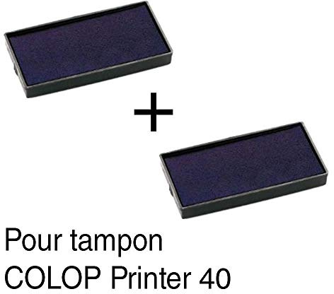 2 Cassette d'encre recharge pour tampon COLOP Printer 40 59x23mm Bleu