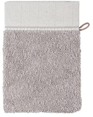 möve Brooklyn Waschhandschuh Uni mit Fischgratbordüre 15 x 20 cm aus 85 % Baumwolle / 10 % Viskose aus Bambus-Zellstoff / 5 % Leinen, cashmere