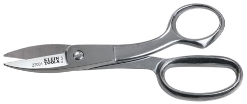 Klein Tools 22001 Scissors, Made in USA, Broad Blade Utility Shear Cuts Anything from Fabric to Cable with Serrated Cutting Blade, 8-Inch