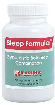 Karuna Sleep Formula | 60 Vegetarian Capsules | Valerian (Root) 300mg, Lemon Balm (Leaf) 80mg, Hops Fruit Extract 60mg, Passionflower (Leaf) 40mg