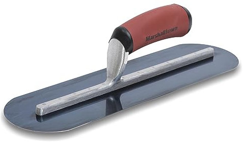 Truelle de lissage Marshalltown, entièrement arrondie avec manche Durasoft courbé, en acier bleu, outils pour plâtriers, dimensions : 356x102 mm