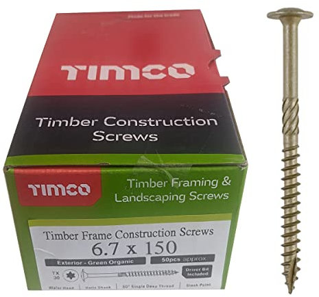 TIMCO 150INW Timber Screws – Wafer Head – Exterior Green – 6.7 x 150 - Box of 50