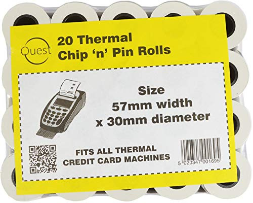 Quest 20 Thermal Chip 'n' Pin Rolls Size: 57mmx30mm Fits All Thermal Credit Card Machines