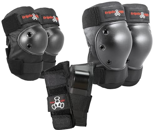 Triple 8 Knie und Ellbogenschutz Park 3 Pack Set Handgelenk Knieschoner, Schwarz, S, 1361000004