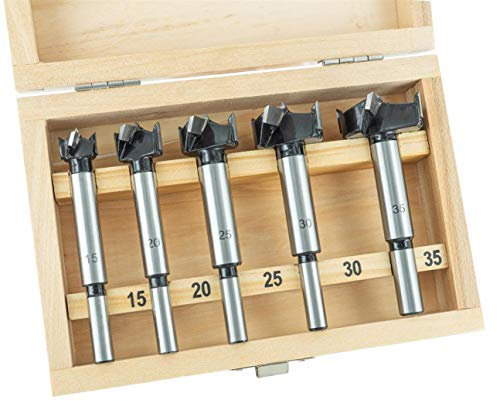 ENT 09099 Jeu de 5 mèches a façonner Ø 15, 20, 25, 30, 35 mm avec tige Ø 8, 10 mm, mèches en métal dur, version bricolage coffret de mèches à bois