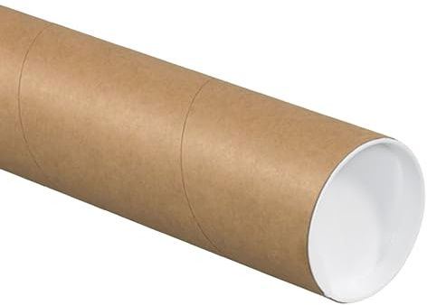 BOX USA Cardboard Tubes with Caps, 24L x 4W x 4H, Pack of 12 | Poster Tube for Mailing and Storage of Blueprints, Artwork, Crafts, Long Art Holder, 24 inches