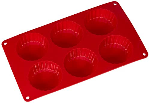 CREALYS 512283 Moule à 6 Tartelettes en Silicone Candy Rouge 29 x 17 x 2 cm