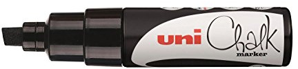 Uni 140170233000 8 mm Broad Chisel Tip Chalk Marker - Black