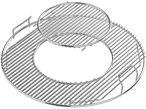 GFTIME 54.6CM Grilles de Remplacement à Charnière pour Grilles à Charbon Weber 57CM, système Gourmet, grilles de Cuisson Chromées pour Weber 8835, One-Touch, Performer, Bar-B-Kettle et Master-Touch.