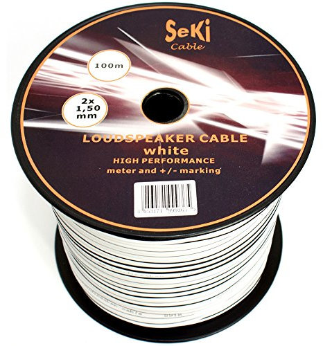 Câble de Haut-Parleur 2 x 1,50 mm2 - Câble Audio 1,50mm2-100m Weiss