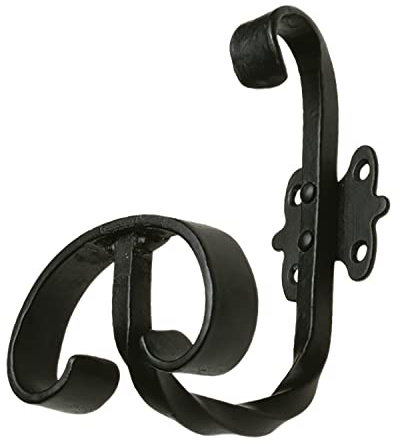Amig - Colgador de Pared Decorativo Mod.101-120 x 80 x 90 mm - Perfecto para Colgar Abrigos, Ropa y Accesorios - Tipo Gancho - Estilo Forja - De Acero Acabado en Negro
