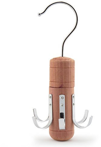 HANGERWORLD Swivel Belt Hanger Premium Cedar Wood Accessory Wardrobe Organiser Chrome Metal Hooks
