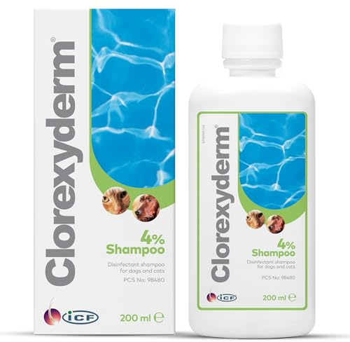 ICF | Clorexyderm 4% Dog Shampoo for Itchy Skin Relief | Anti Itch + Antifungal + Antibacterial Shampoo for Pets with Sensitive Skin 200ml