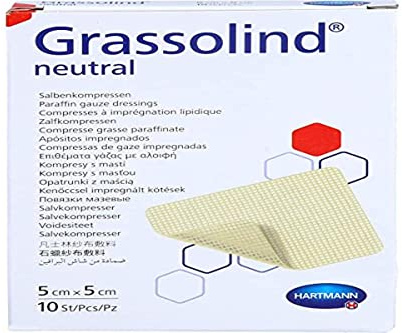 Hartmann 10 Grassolind - Medicazioni in grassi, 5 x 5 cm, confezione da 10